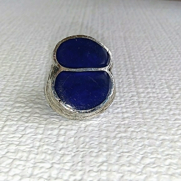 RARE HATTIE CARNEGIE Abstract Blue Inlay Adj. Ring - Picture 16 of 16